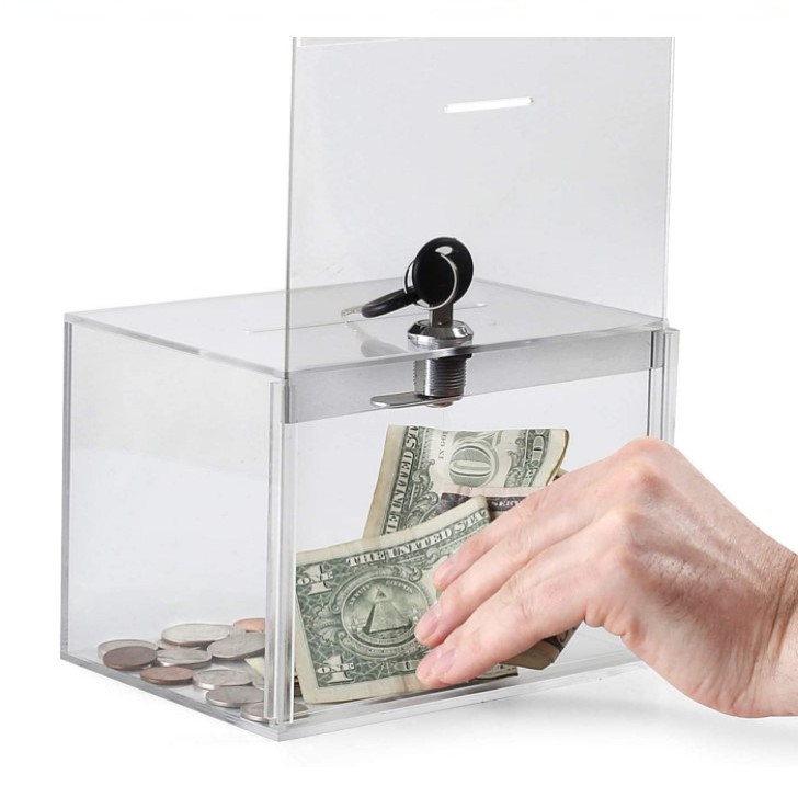 Wholesale Clear Acrylic Donation Box decorative money donation acrylic box