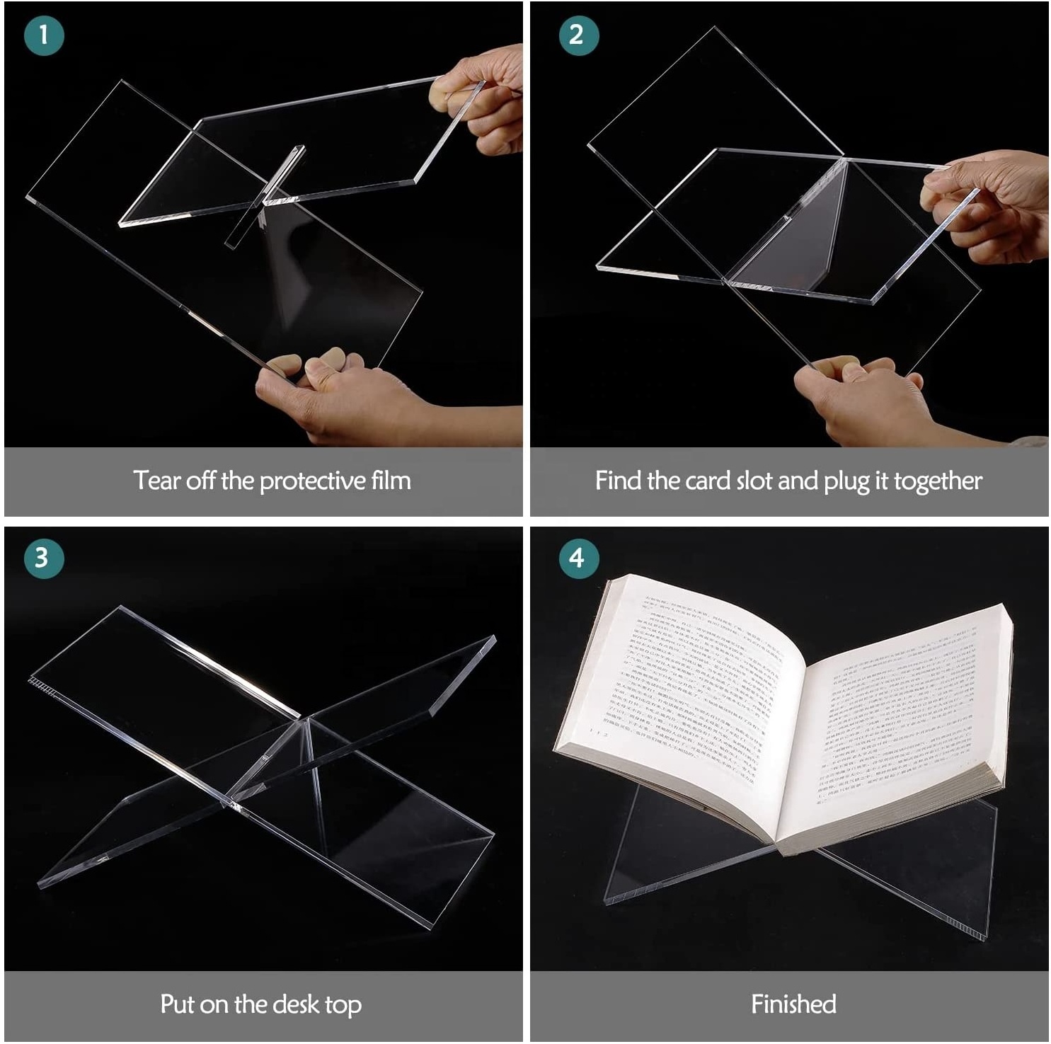 Clear Acrylic Open Book Display Stand Acrylic Reading Book Holder