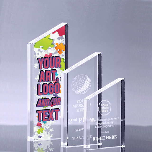 Wholesale Custom Acrylic Awards Trophy Factory Price Award Trophy Blank With/Without Base