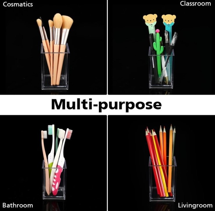 Wholesale Acrylic Pen Holder Cup Makeup Brush Holder Acrylic Organizer