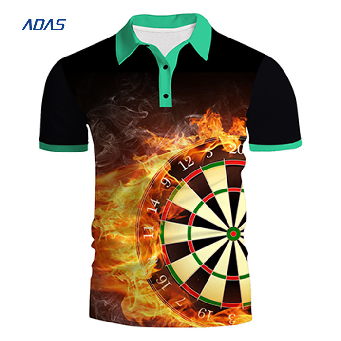 Cheap Custom Logo Dart Polo Sublimation Print Jersey Embroidery Zipper Design Your Own For Team Darts Shirt