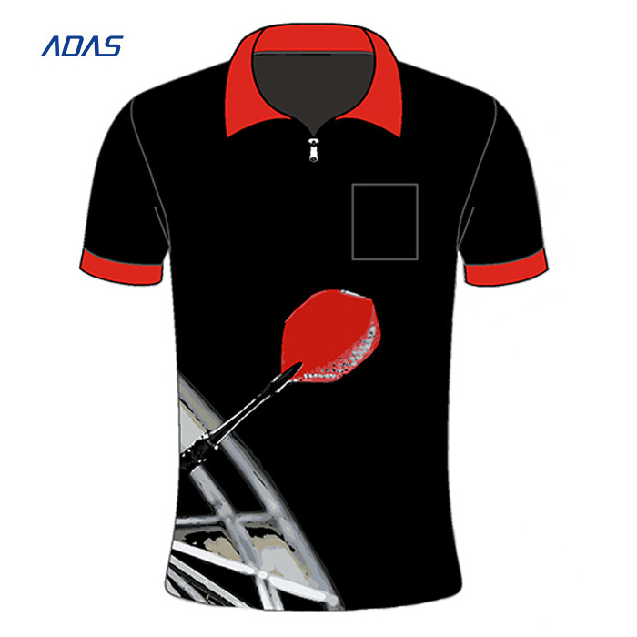 Cheap Custom Logo Dart Polo Sublimation Print Jersey Embroidery Zipper Design Your Own For Team Darts Shirt