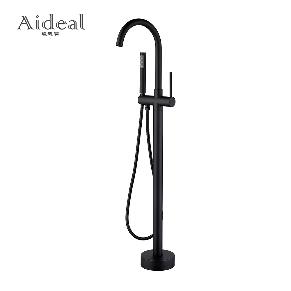 Modern fashion brass hot and cold mixed multi-functional bathroom floor shower free standing bathtub faucet