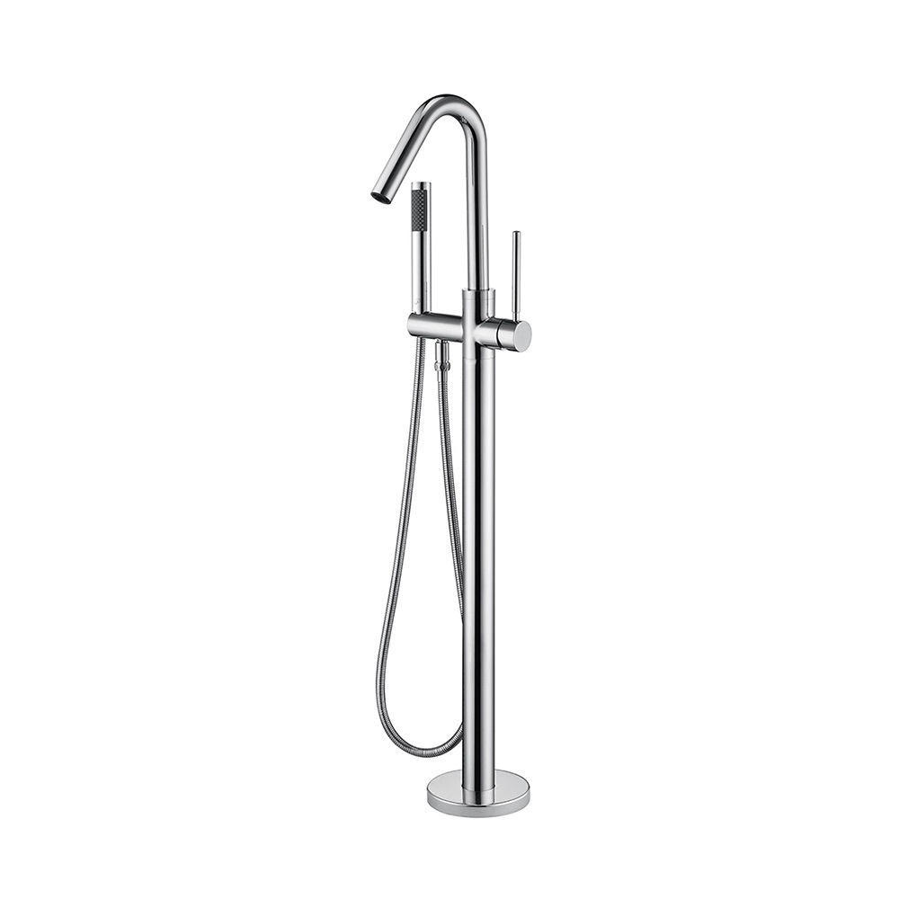 Modern fashion brass hot and cold mixed multi-functional bathroom floor shower free standing bathtub faucet