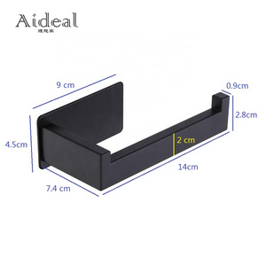 No Drilling Wall Mounted SUS 304 Stainless Steel Self Adhesive Matte Black Toilet Paper Holder