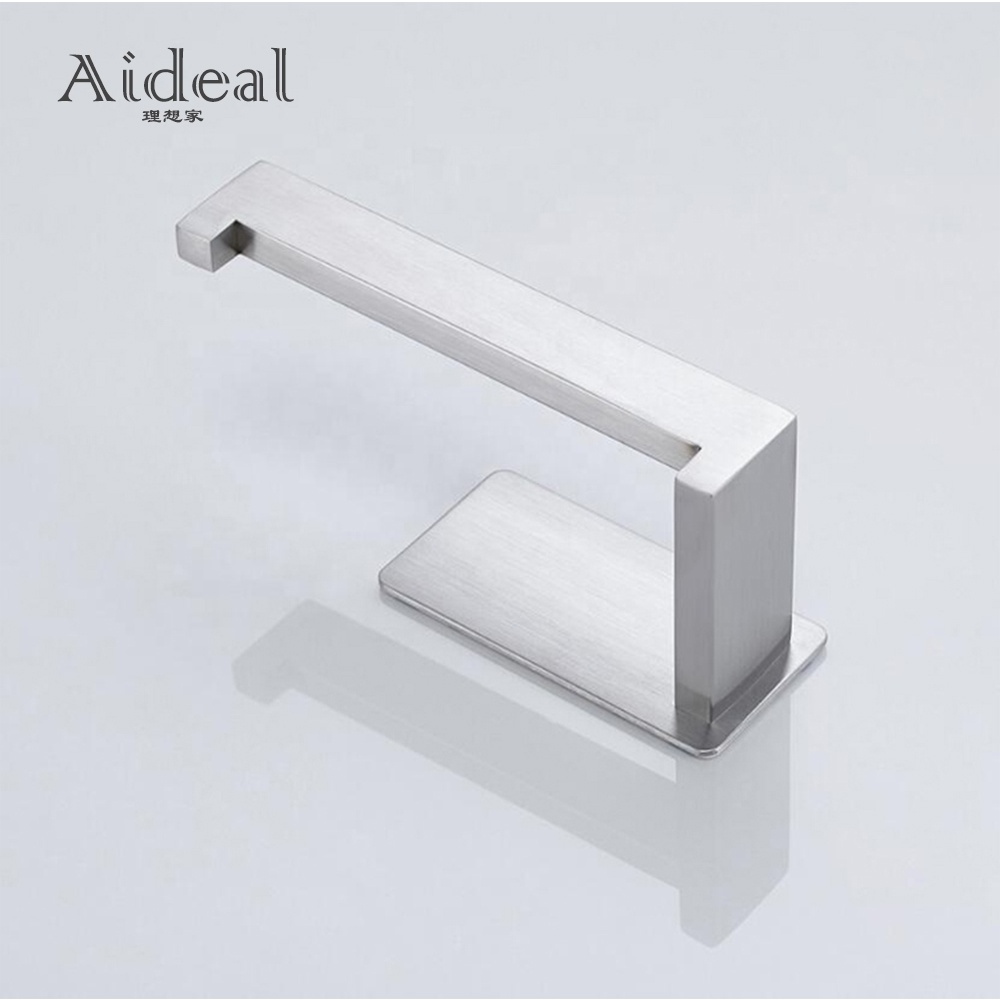 No Drilling Wall Mounted SUS 304 Stainless Steel Self Adhesive Matte Black Toilet Paper Holder