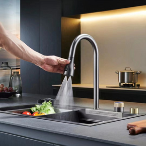 Aideal multifunction side spray and pull out countertop mixer tap brushed gun grey kitchen sink american standard faucet