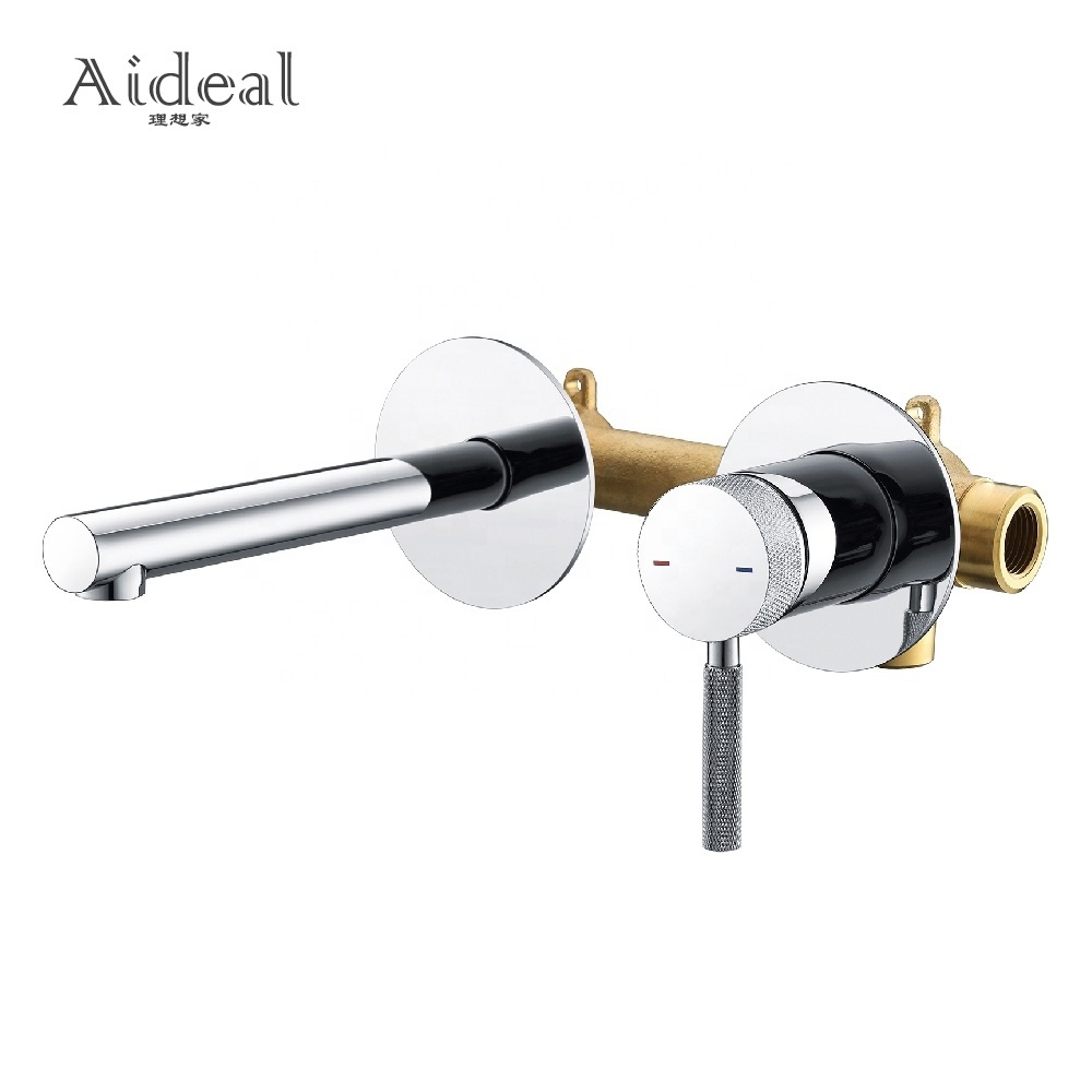 Brass wall mounted wash bathroom chrome concealed knurled brass faucets for bathroom