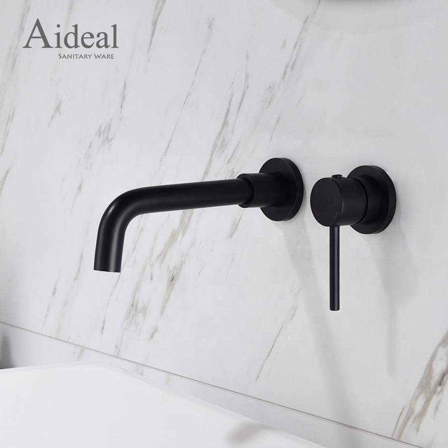 Concealed black bathroom faucet 2 Holes brass sanitary ware basin bathroom faucet