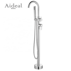 Comfortable shower feeling brass chrome bathroom shower set thermostatic free standing bathtub faucet