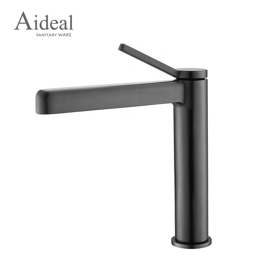 Common Design Brass Waterfall Bathroom Basin Faucet Cold Hot Mixer Sink Tap Brushed Gun Metal Bathroom Faucet