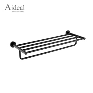 Mounted  24 inch black metal 5 piece bathroom accessories set bath toilet towel storage rack