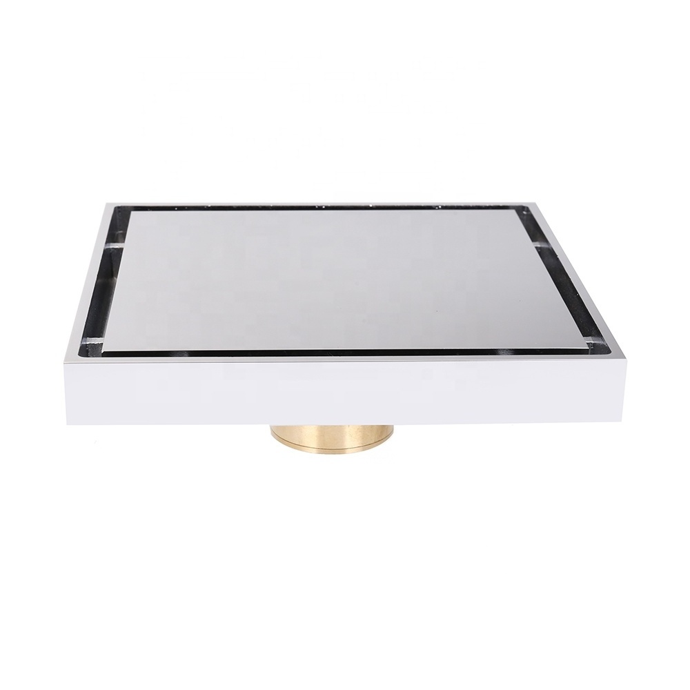 Modern design shower and bathroom balcony accessories 12cm brass chrome tile insert anti-insec floor drain