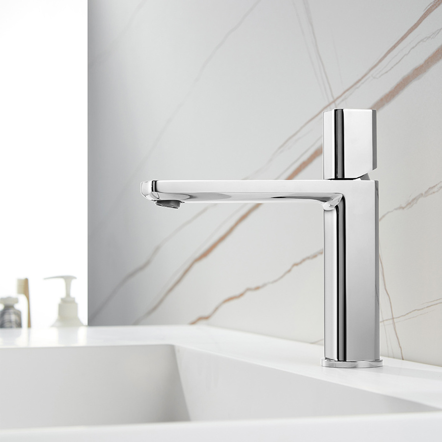 Commercial and family use lavatory mixer tap bathroom chrome counter-top vanity solid brass faucet