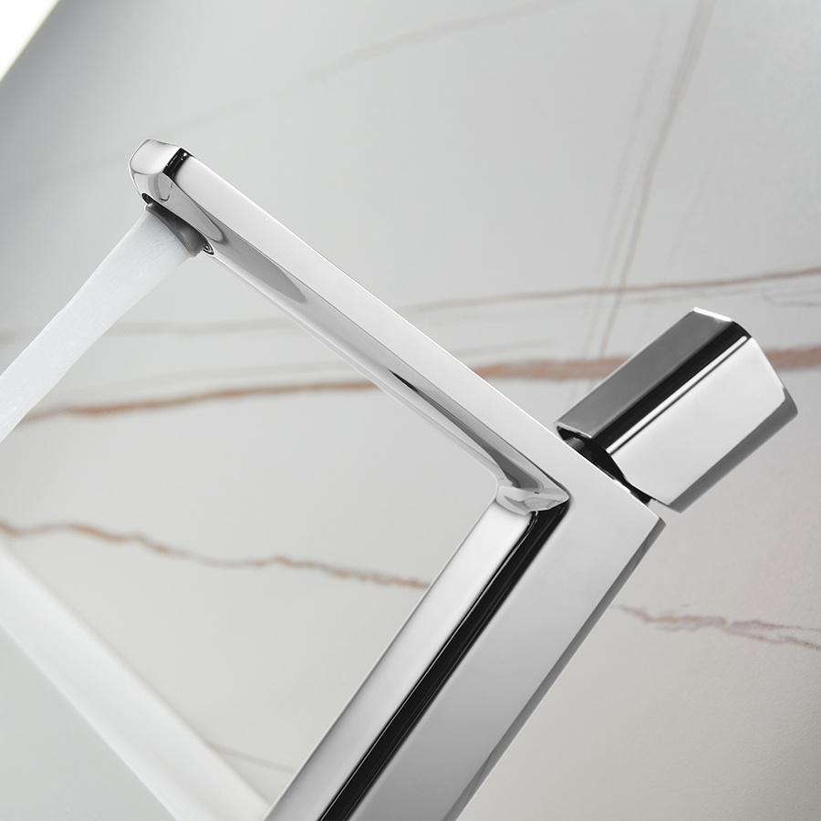 Commercial and family use lavatory mixer tap bathroom chrome counter-top vanity solid brass faucet