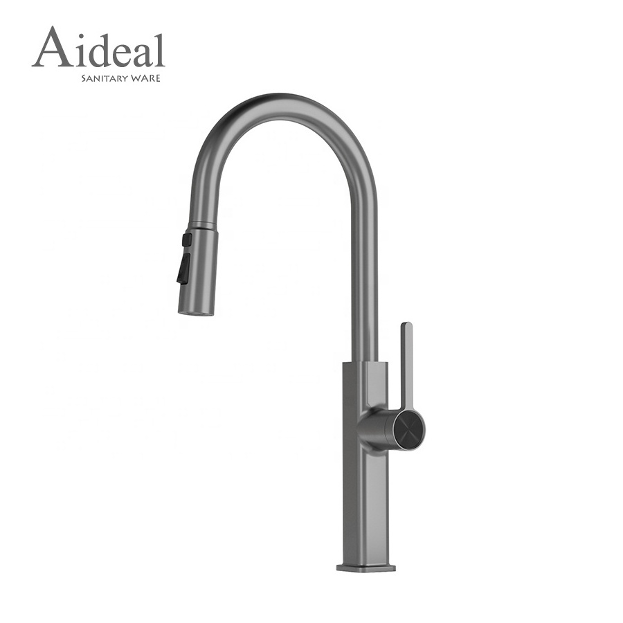 Fashion square design two function no heavy metal precipitation pull down bathroom sink faucet sprayer set