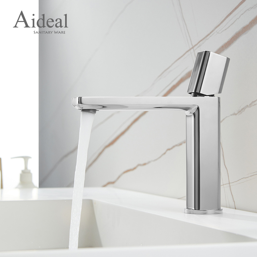 Commercial and family use lavatory mixer tap bathroom chrome counter-top vanity solid brass faucet