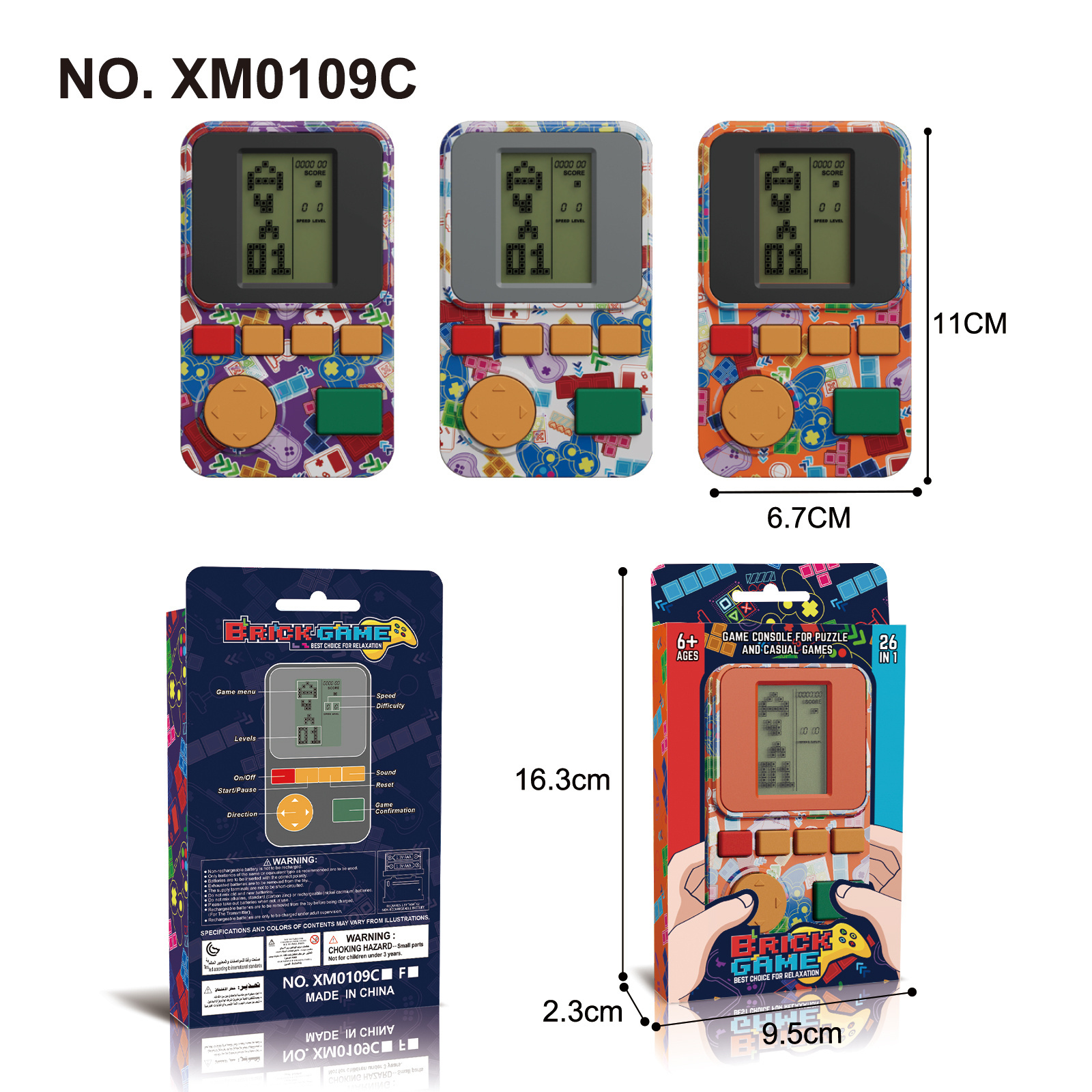 Wholesale Russian Blocks Mini Classic Handheld Game Console Retro Puzzle Russian Brick Games for Kids Puzzle Toks