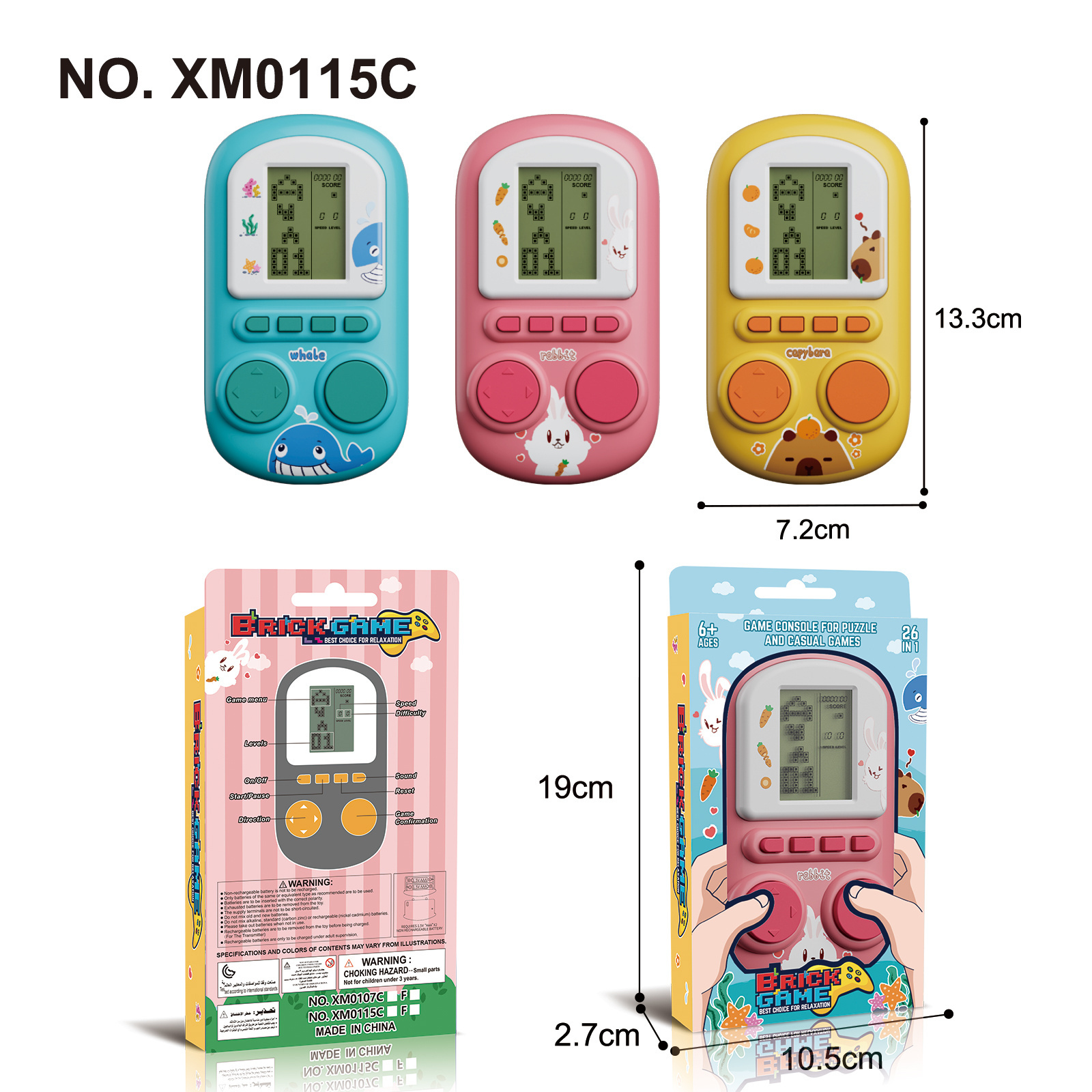 Wholesale Retro Mini Cheap Classic Handheld Game Console Russian Blocks Game Console With Built-in Puzzle Brick Building Games