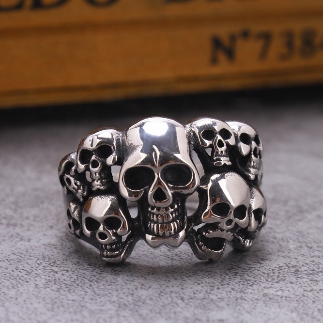 Men Skull Ring 316L Stainless Steel Jewelry Titanium Rock Ring