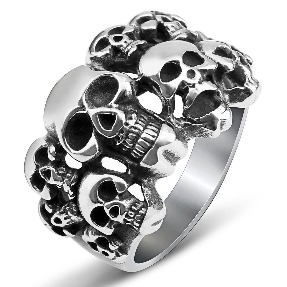 Men Skull Ring 316L Stainless Steel Jewelry Titanium Rock Ring