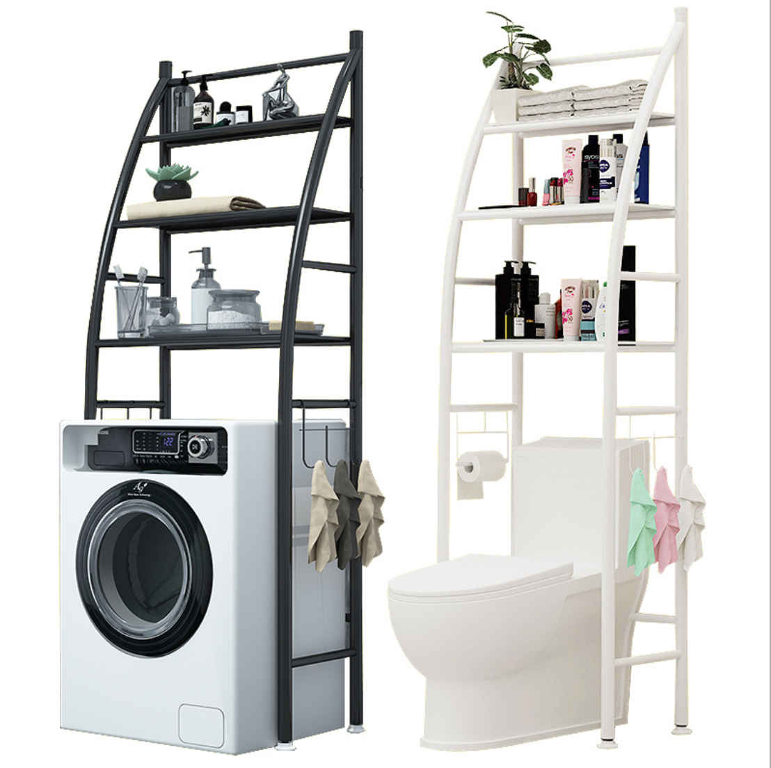 3 Layers Toilet Bathroom Storage Shelf Rack Stainless Steel Double Layer Bathroom Storage Over Washing Machine Shelf Rack