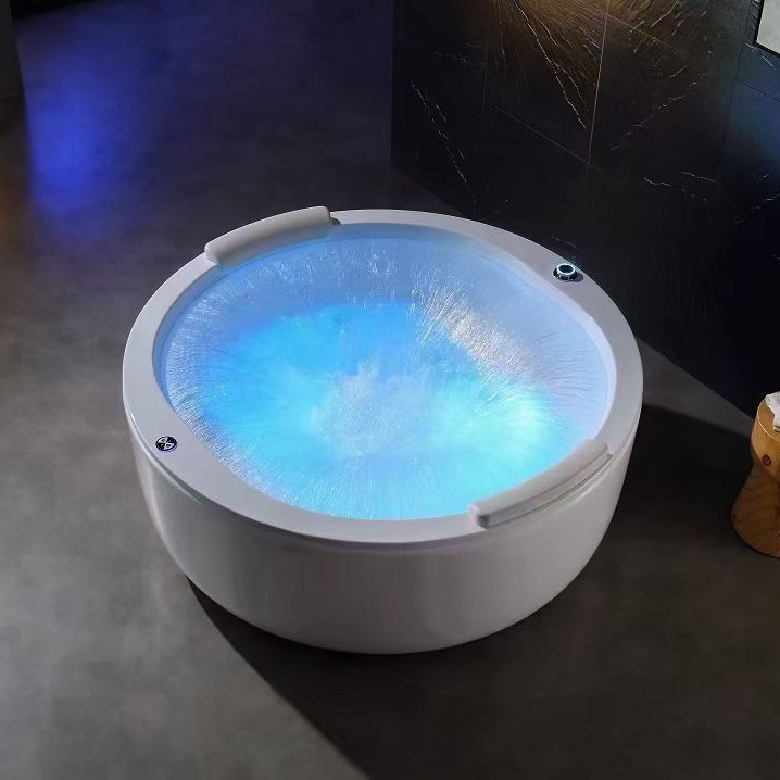 Design Freestanding Big Air Jet Bubble 2 Person Functional Acrylic Hydro Spa Massage Glass Whirlpool Bathtub