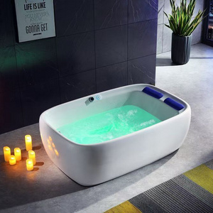 Design Freestanding Big Air Jet Bubble 2 Person Functional Acrylic Hydro Spa Massage Glass Whirlpool Bathtub