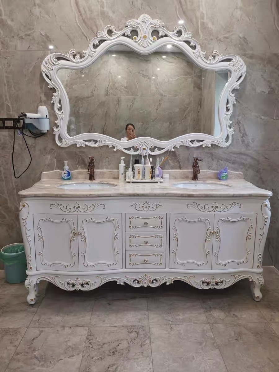 European luxury classic complete set bathroom vanities cabinet italian french style antique solid wood bathroom vanity