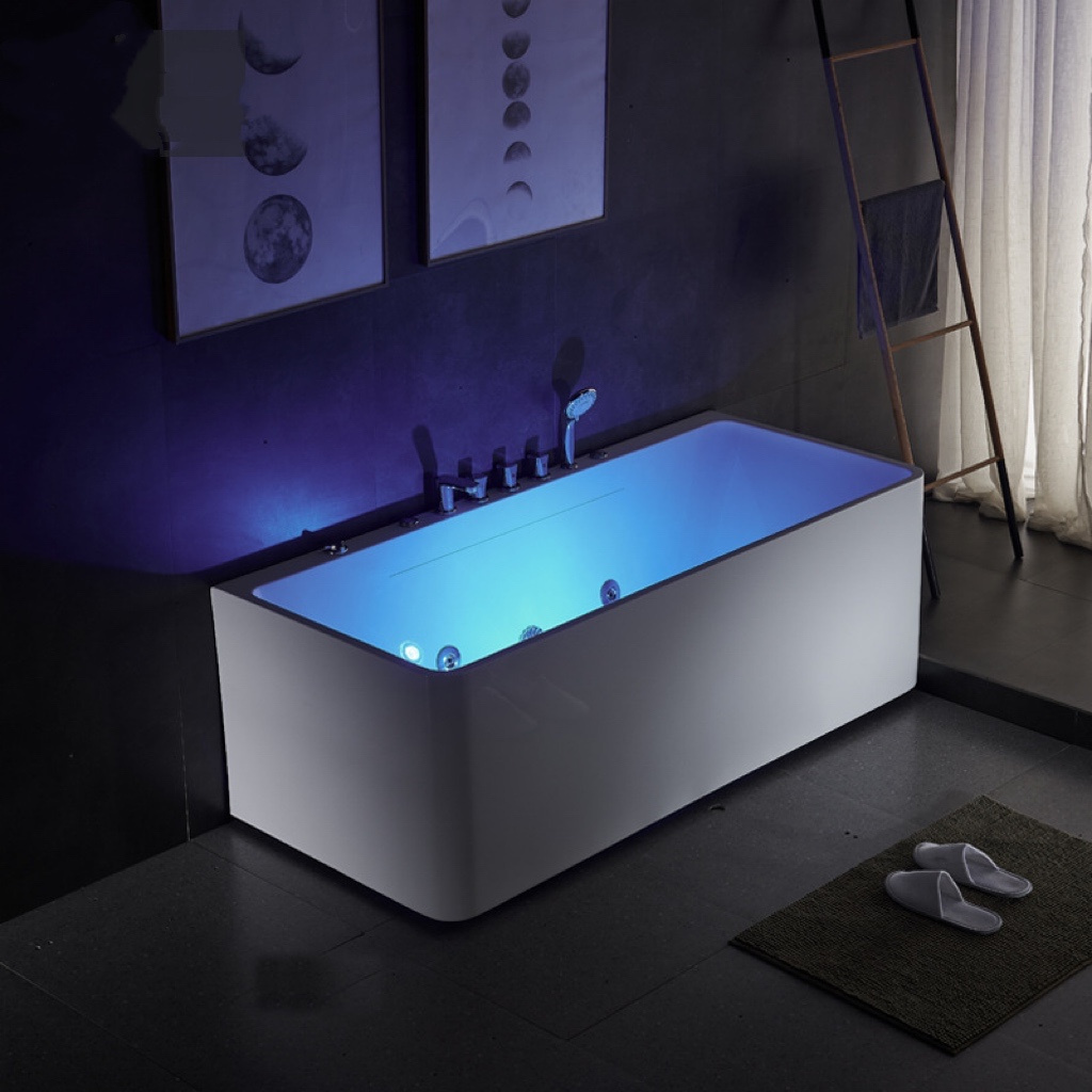 Design Freestanding Big Air Jet Bubble 2 Person Functional Acrylic Hydro Spa Massage Glass Whirlpool Bathtub