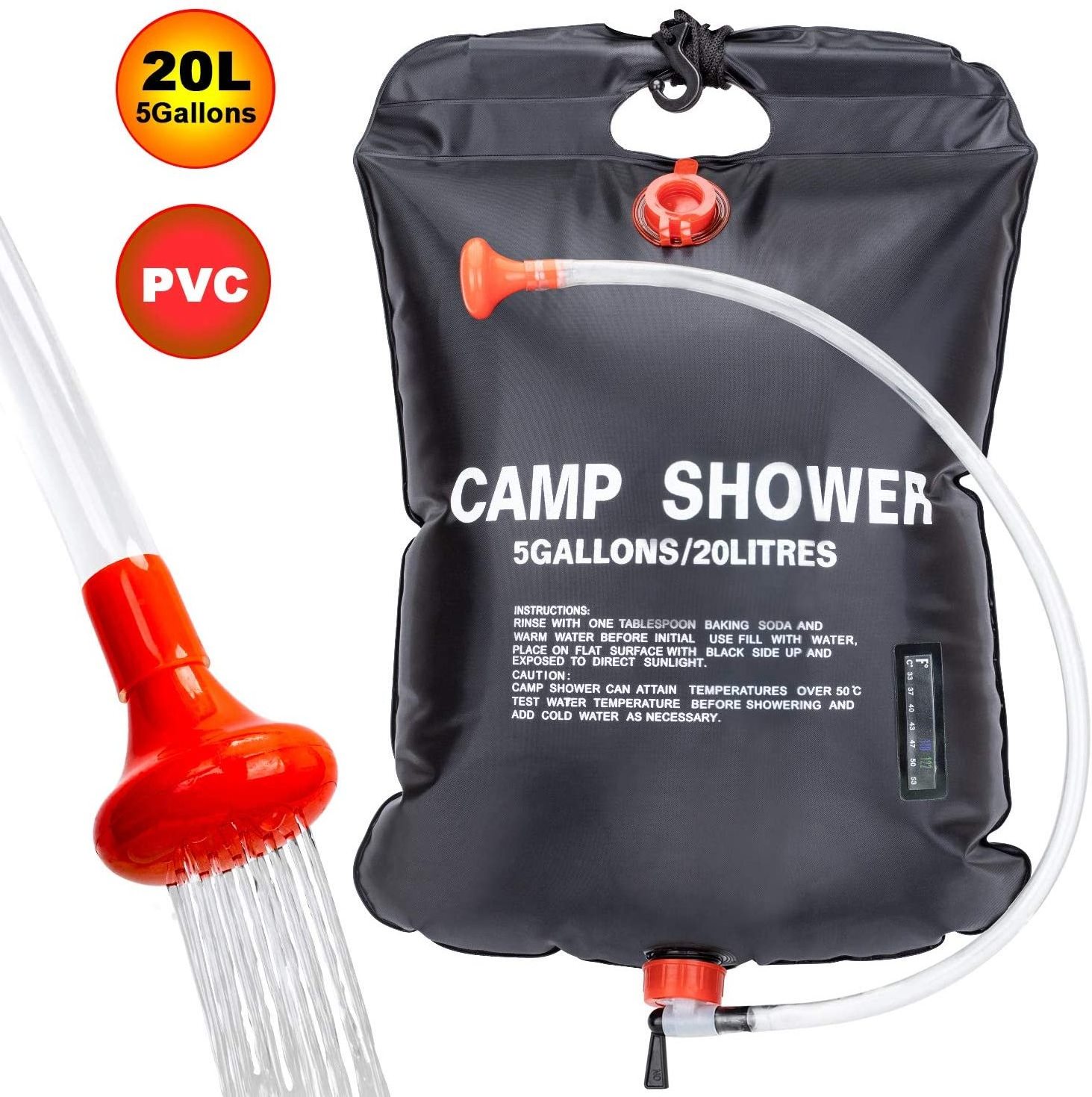 Custom 20L Portable Camping Shower 5 Gallons Heating Pipe Bag Solar Water Heater Outdoor Other Camping Gear