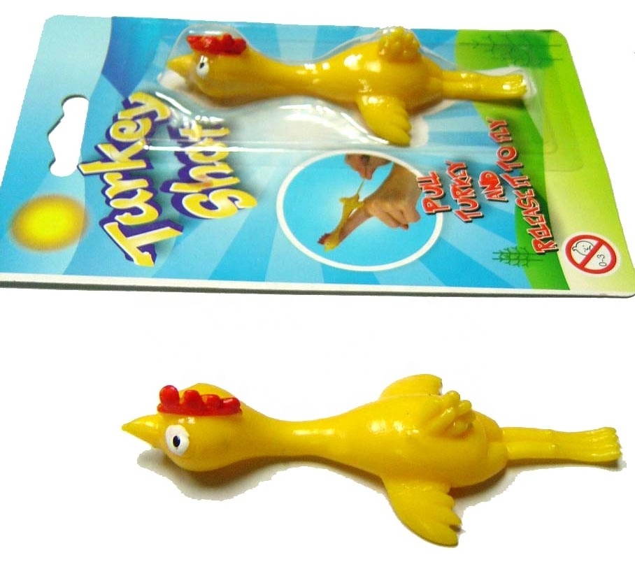 Plastic slingshot stretchy chicken flying animal toys