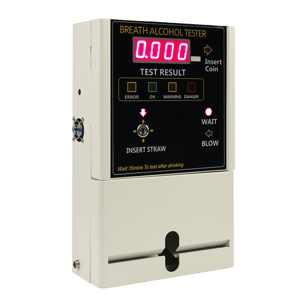 Fuel Cell Alcohol Breath Tester - Breathalyzer Vending Machine - Coin, Bill, Credit Card