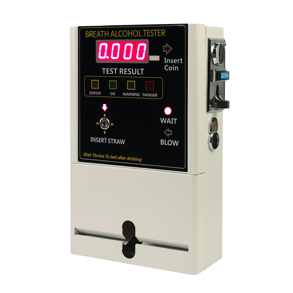 Fuel Cell Alcohol Breath Tester - Breathalyzer Vending Machine - Coin, Bill, Credit Card