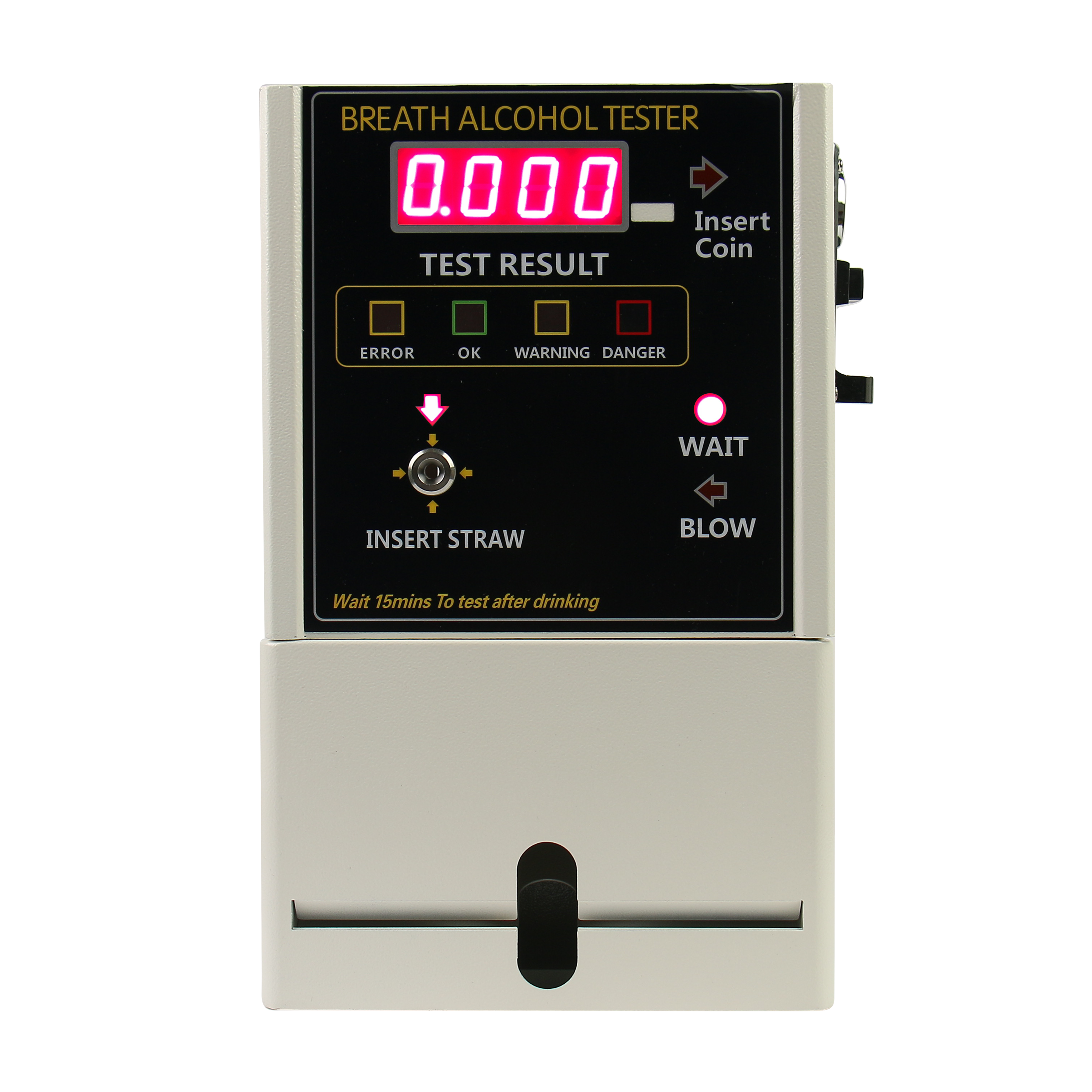 AT319 Fuel Cell Alcohol Breath Tester - Breathalyzer Vending Machine - Coin