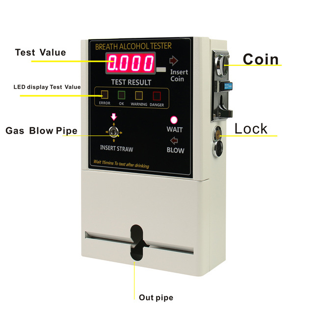 Fuel Cell Alcohol Breath Tester - Breathalyzer Vending Machine - Coin