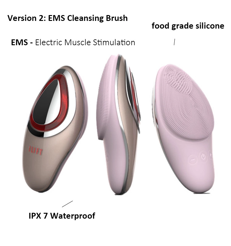 Waterproof Face Skin Cleansing Brush Machine Supplier 8 In 1 Electric Rotating Spin Facial Cleanser Brush With LED light