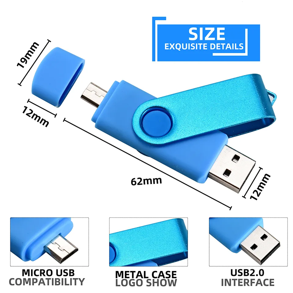 Rotatable smart Type-C OTG usb flash drive 64G 32G 16G 8G 4G pen drive Thumb drives memory stick android otg usb key