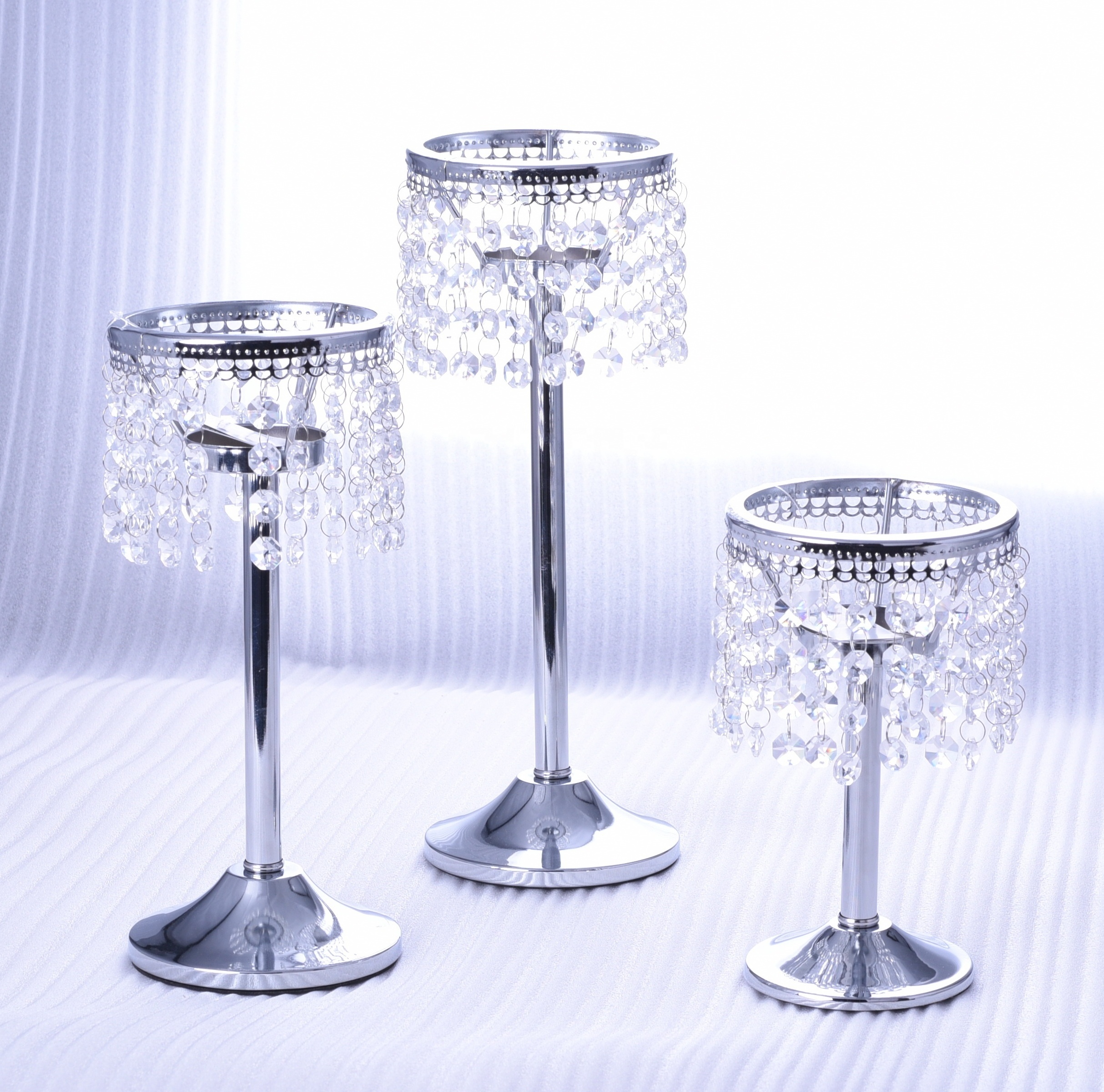 Crystal  acrylic set 3  tealight candle holder centerpieces