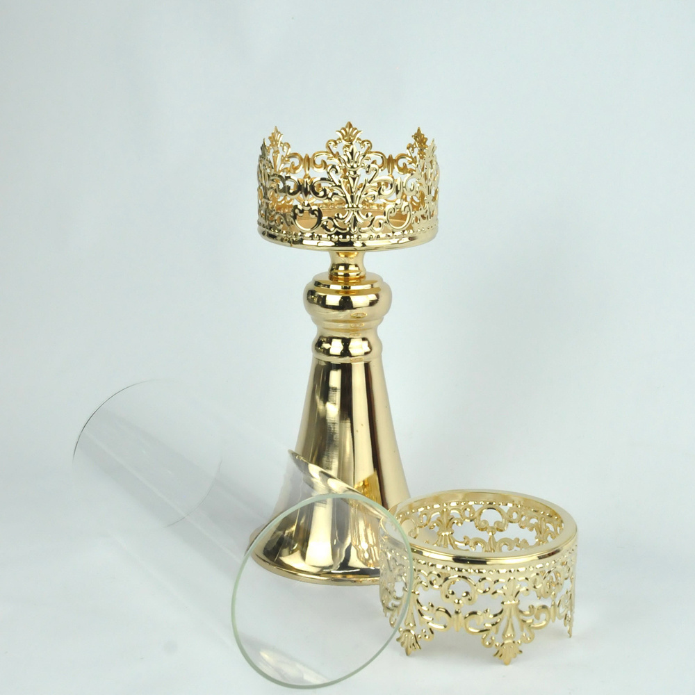 Event and Wedding decorative gold base with clear glass crystal votive  candle holder candle glass holder