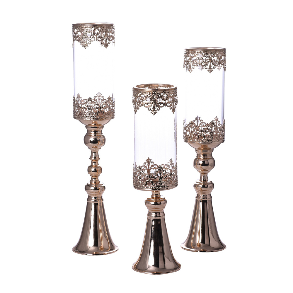 Event and Wedding decorative gold base with clear glass crystal votive  candle holder candle glass holder