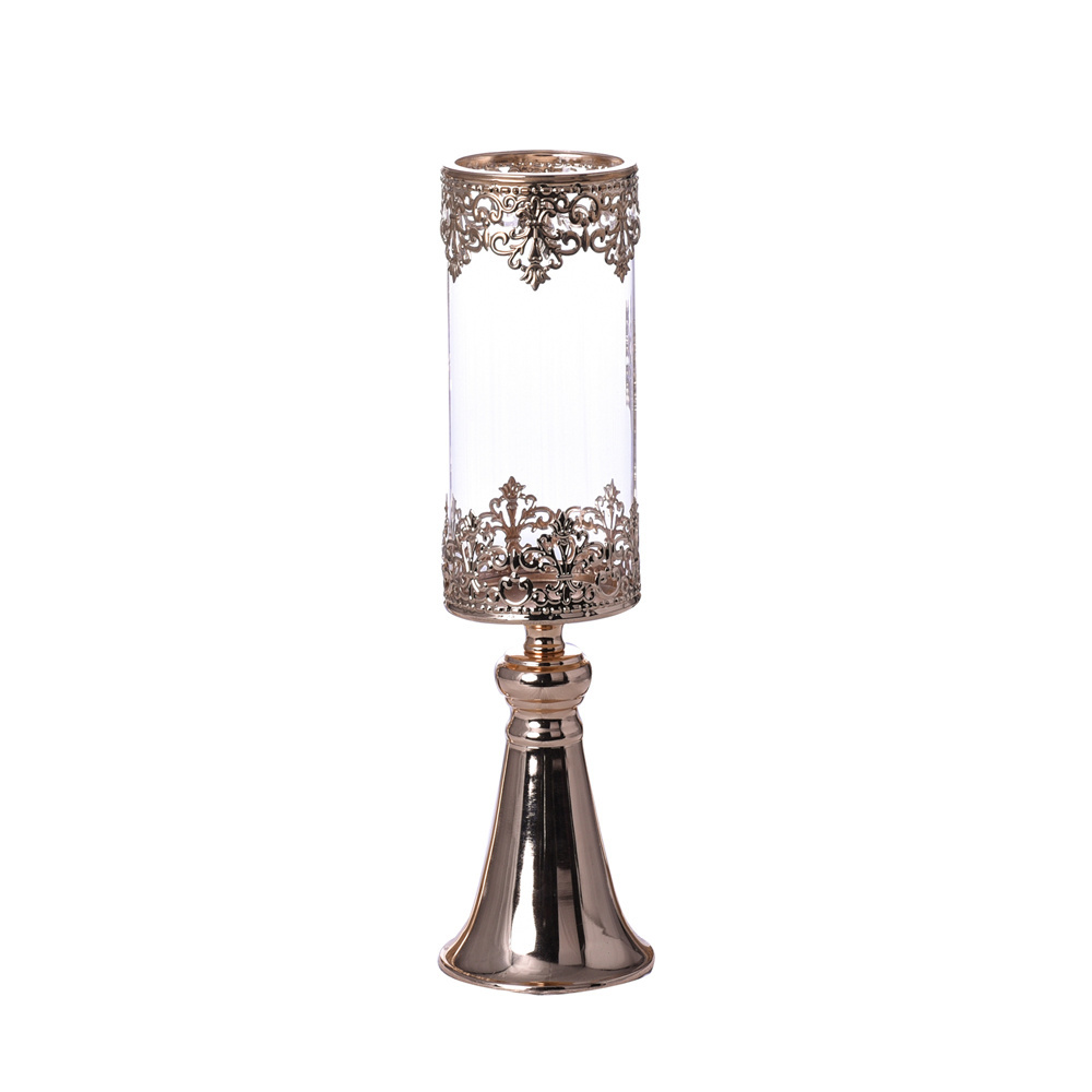 Event and Wedding decorative gold base with clear glass crystal votive  candle holder candle glass holder