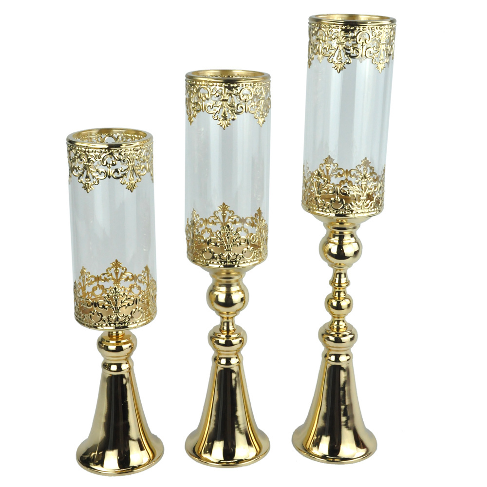 Event and Wedding decorative gold base with clear glass crystal votive  candle holder candle glass holder