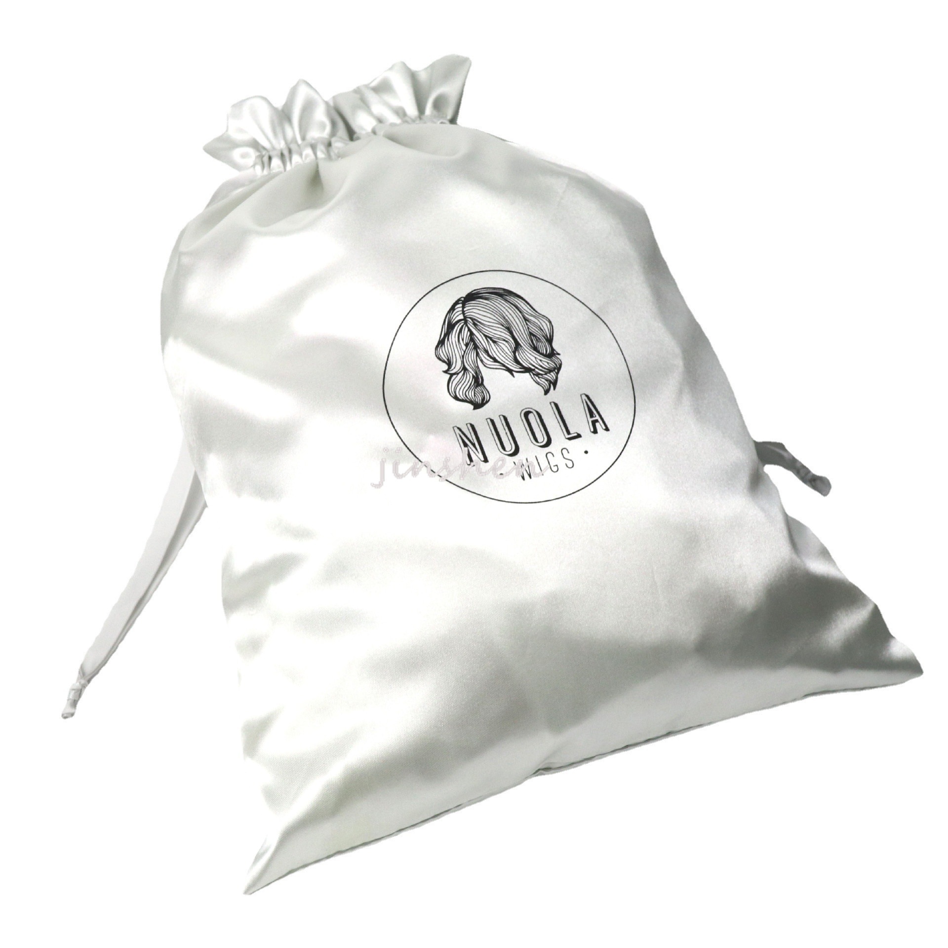 Custom satin hair bag with logo jewelry cosmetics gift silk bag hair packaging wig storage bag