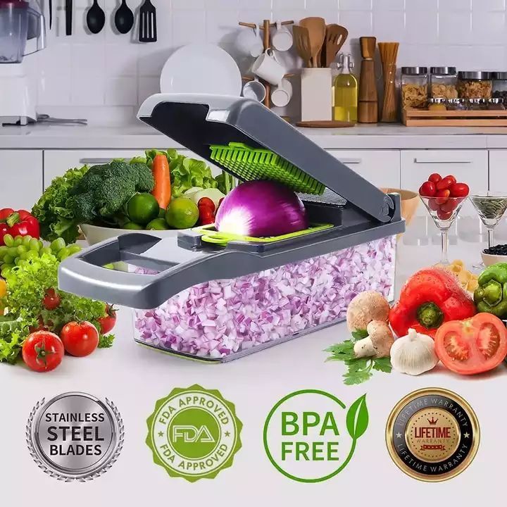 New Arrival Multifunctional 12 In 1 Handheld Vegetable Chopper Onion Cutter Potato Peeler Kitchen Fruits Slicer Vegetable Cutter