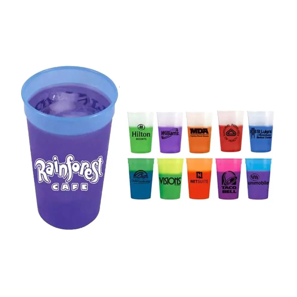 Customized Logo Hot Selling 8OZ 12OZ 16 OZ PP Reusable Cold Color Changing Party Wedding Stadium Cups