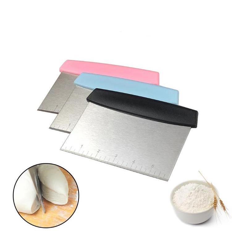 Stainless Steel Kitchen Baking Tool Dough Cutter Cake Pizza Pastry Scraper Chopper With Measuring Kitchen gadgets