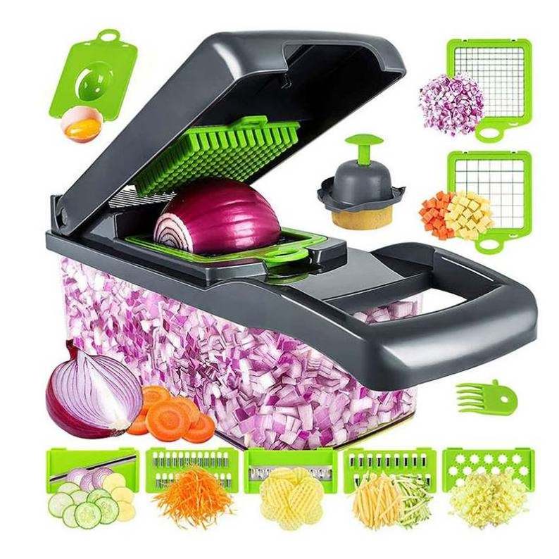 New Arrival Multifunctional 12 In 1 Handheld Vegetable Chopper Onion Cutter Potato Peeler Kitchen Fruits Slicer Vegetable Cutter