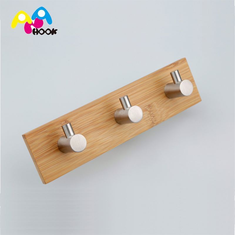 ANA  Wall Hooks Hangers Bamboo Wood Waterproof Stick on Hooks for Hanging Robe, Coat, Towel, Keys, Bags