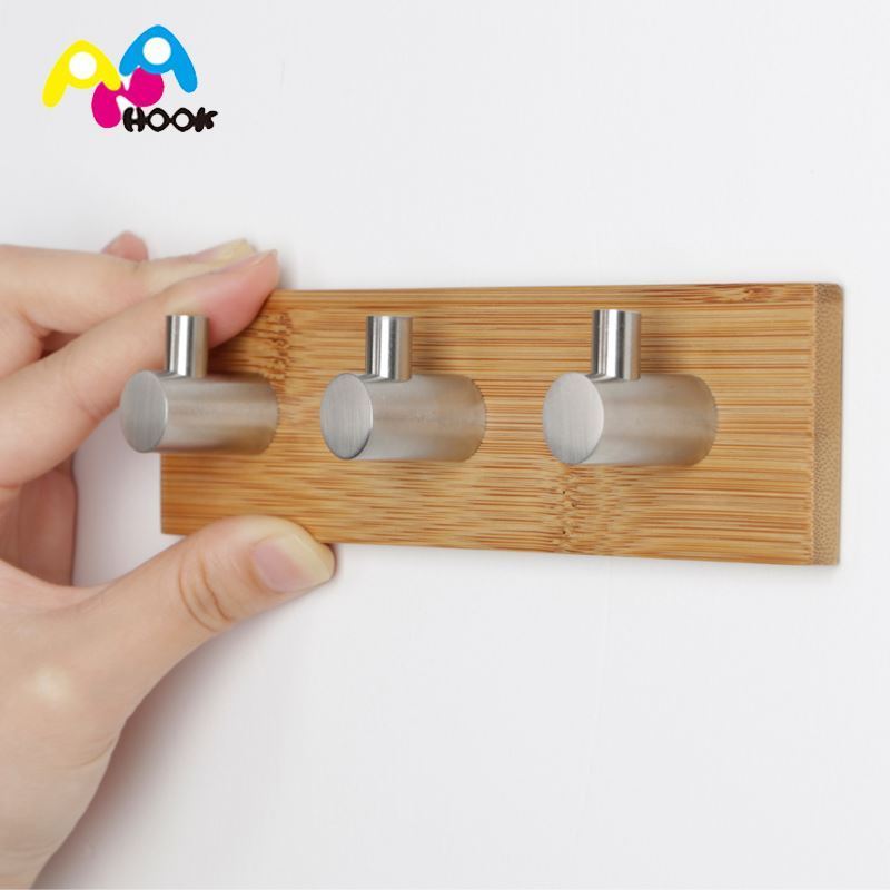 ANA  Wall Hooks Hangers Bamboo Wood Waterproof Stick on Hooks for Hanging Robe, Coat, Towel, Keys, Bags